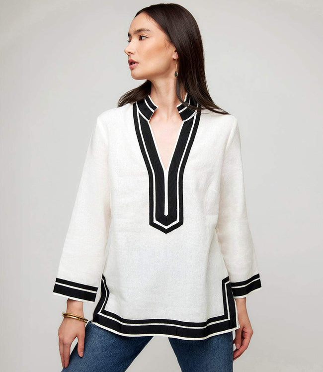 karen kane Off White With Black The St. Tropez Tunic Karen Kane