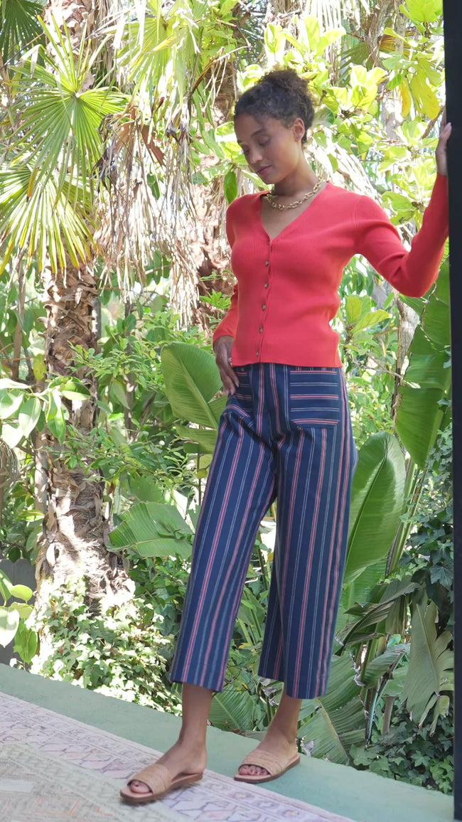 Karen Kane Orange Ribbed Cardigan Sweater Karen Kane