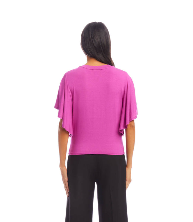 Karen Kane Orchid Flutter Sleeve Drape Front Top Karen Kane