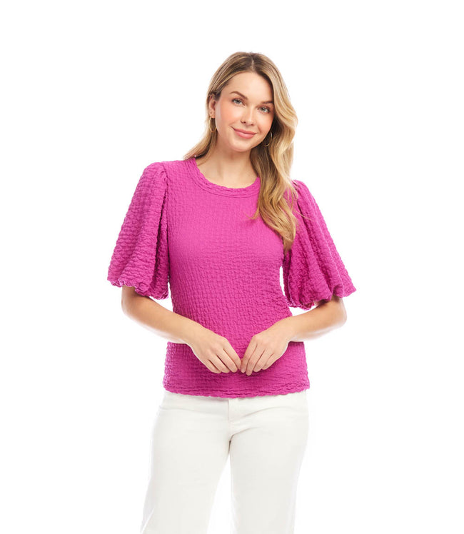 Karen Kane Orchid Petite Size Puff Sleeve Textured Top Karen Kane