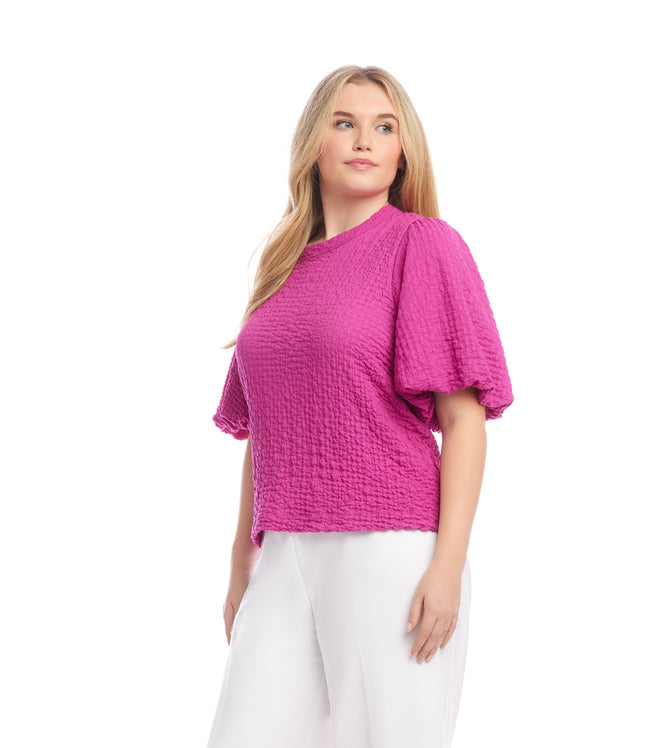 Karen Kane Orchid Plus Size Puff Sleeve Textured Top Karen Kane