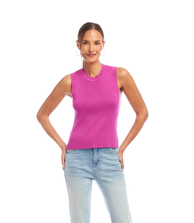 karen kane Orchid Sleeveless Ribbed Sweater Tank Karen Kane