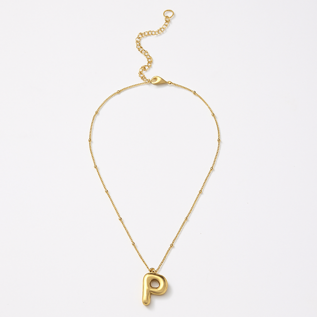 Karen Kane P Gold Bubble Letter Charm Necklace Karen Kane