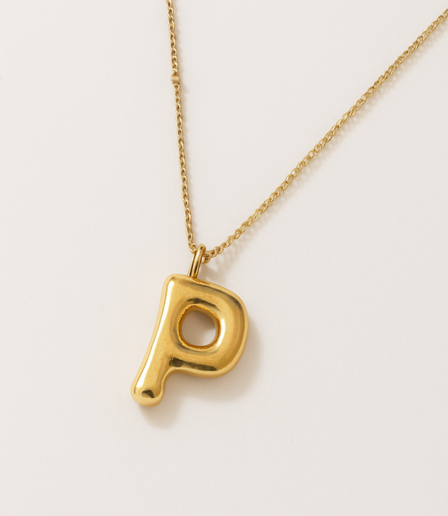 karen kane P Gold Bubble Letter Charm Necklace Karen Kane