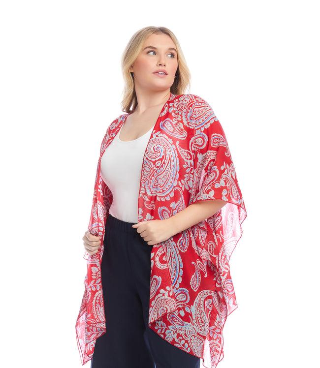 Karen Kane Paisley Plus Size Open Front Jacket Karen Kane