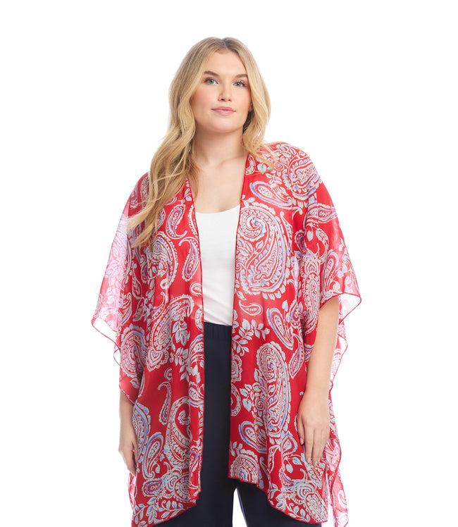 karen kane Paisley Plus Size Open Front Jacket Karen Kane