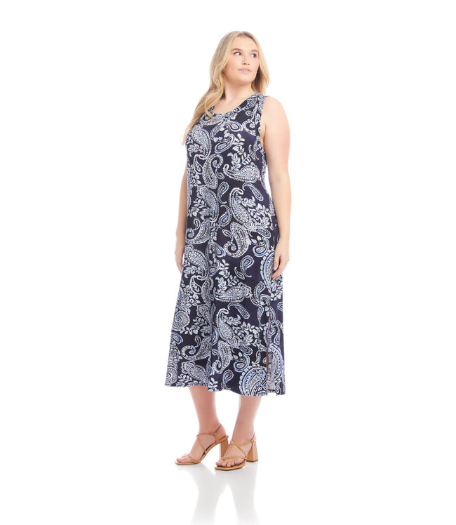 Karen Kane Paisley Plus Size Sleeveless Midi Dress Karen Kane