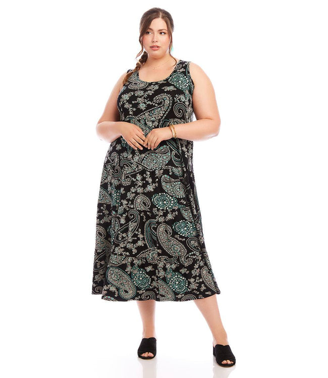 karen kane Paisley Plus Size Sleeveless Tiered Midi Dress Karen Kane