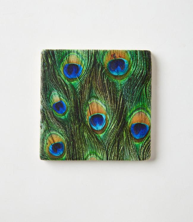 Karen Kane Peacock Peacock Marble Coasters Set Of 4 Karen Kane