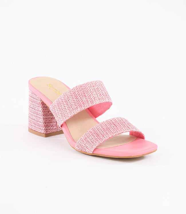 Karen Kane Pink Newport Raffia Strap Heel Sandals Karen Kane