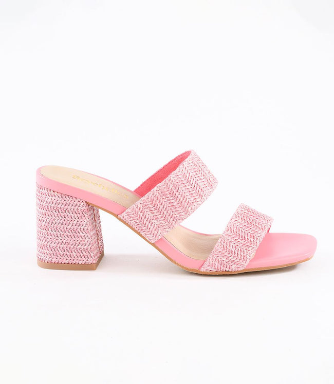 Karen Kane Pink Newport Raffia Strap Heel Sandals Karen Kane