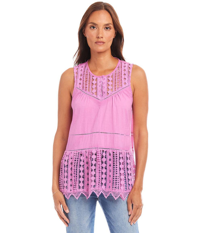 karen kane Pink Petite Size Lace Trim Sleeveless Top Karen Kane