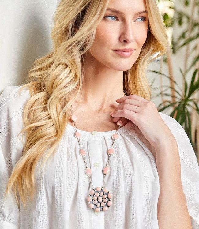 Karen Kane Pink Pink Conch Necklace And Earrings Set Karen Kane