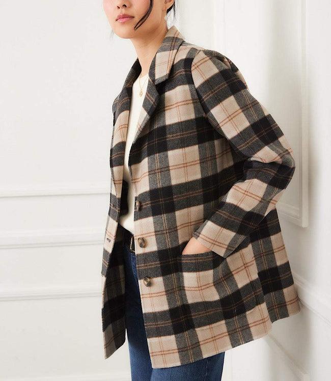 Karen Kane Plaid Oversized Brushed Plaid Blazer Karen Kane