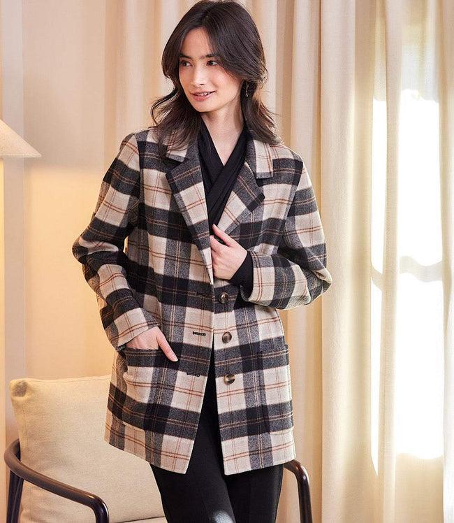karen kane Plaid Oversized Brushed Plaid Blazer Karen Kane