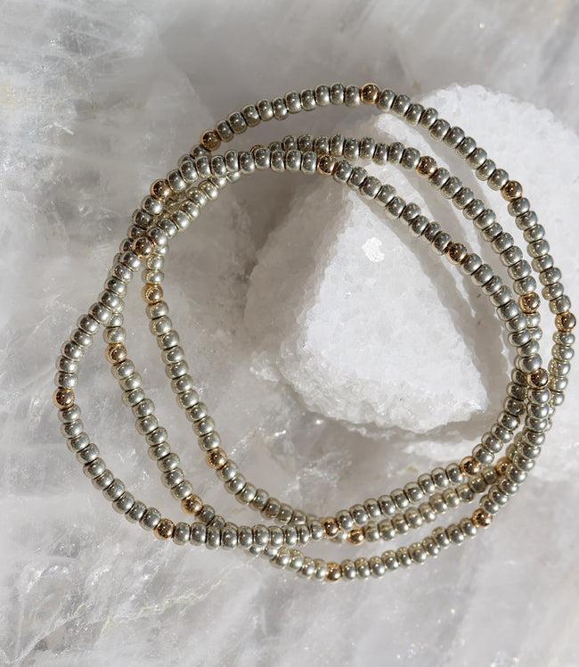 Karen Kane Platinum Beaded Crystal Bracelets Set Of 3 Karen Kane