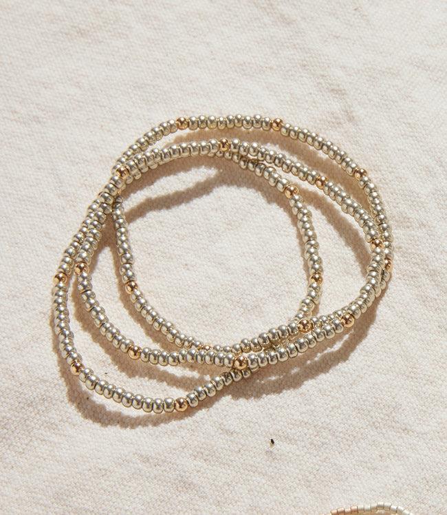 Karen Kane Platinum Beaded Crystal Bracelets Set Of 3 Karen Kane