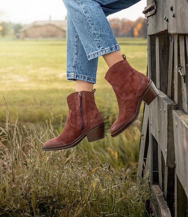 karen kane Porto Red Sofft Shaelyn Pull On Western Booties Karen Kane