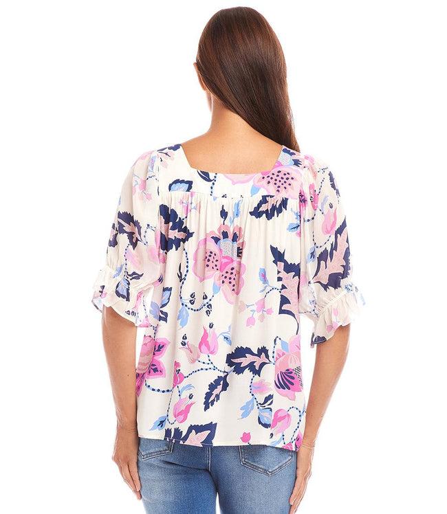 Karen Kane Print Contrast Square Neck Top Karen Kane