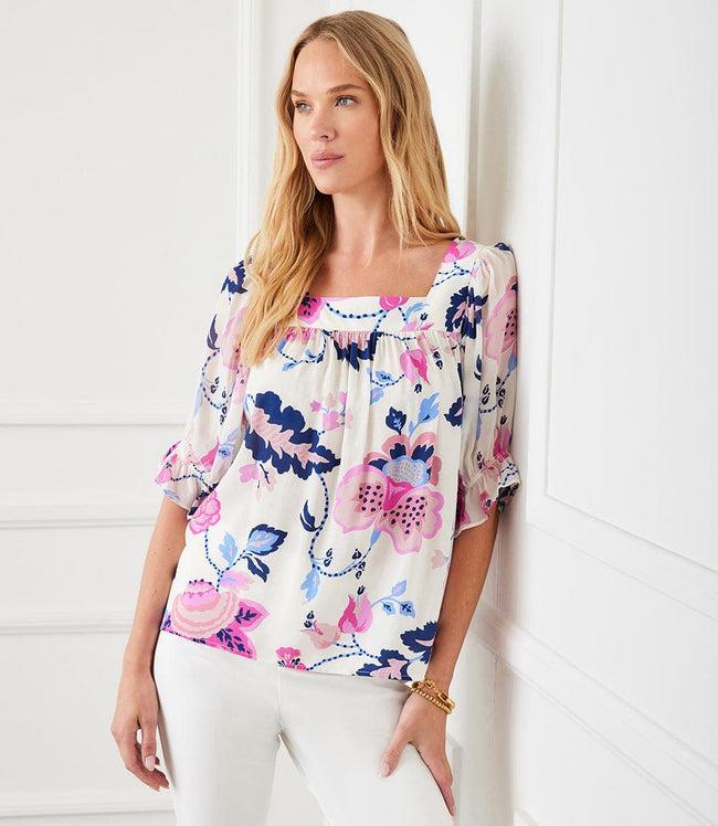 karen kane Print Contrast Square Neck Top Karen Kane