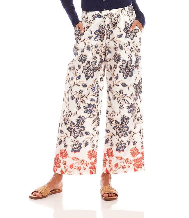 Karen Kane Print Drawstring Cropped Pants Karen Kane