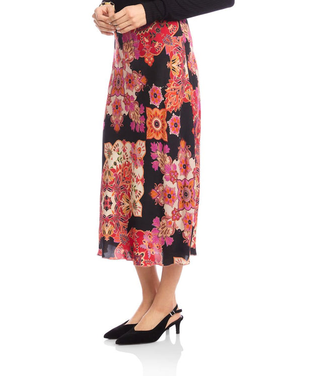 Karen Kane Print Petite Size Bias Cut Midi Skirt Karen Kane