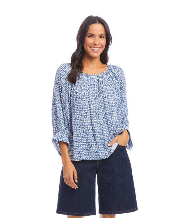 Karen Kane Print Petite Size Blouson Sleeve Top Karen Kane
