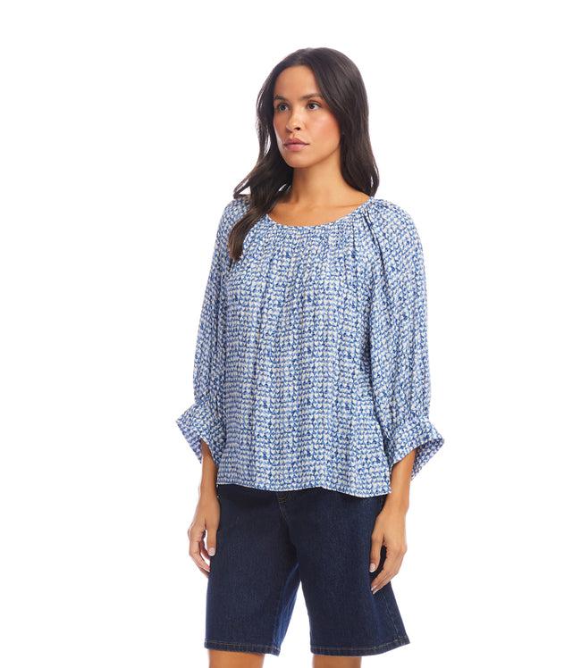 Karen Kane Print Petite Size Blouson Sleeve Top Karen Kane