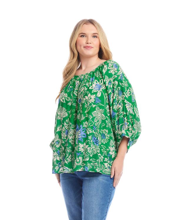 Karen Kane Print Plus Size Blouson Sleeve Top Karen Kane
