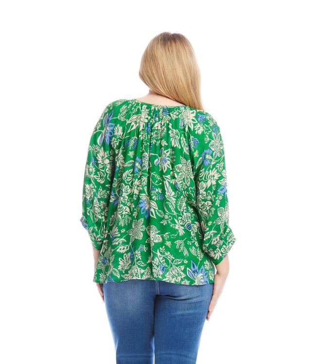 Karen Kane Print Plus Size Blouson Sleeve Top Karen Kane