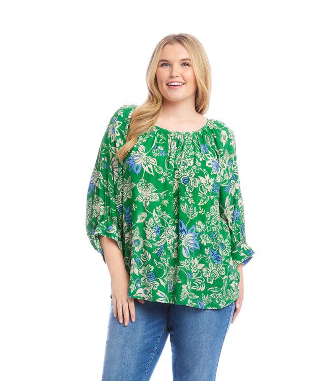 karen kane Print Plus Size Blouson Sleeve Top Karen Kane