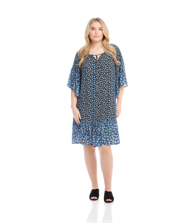 karen kane Print Plus Size Contrast Ruffle Hem Dress Karen Kane