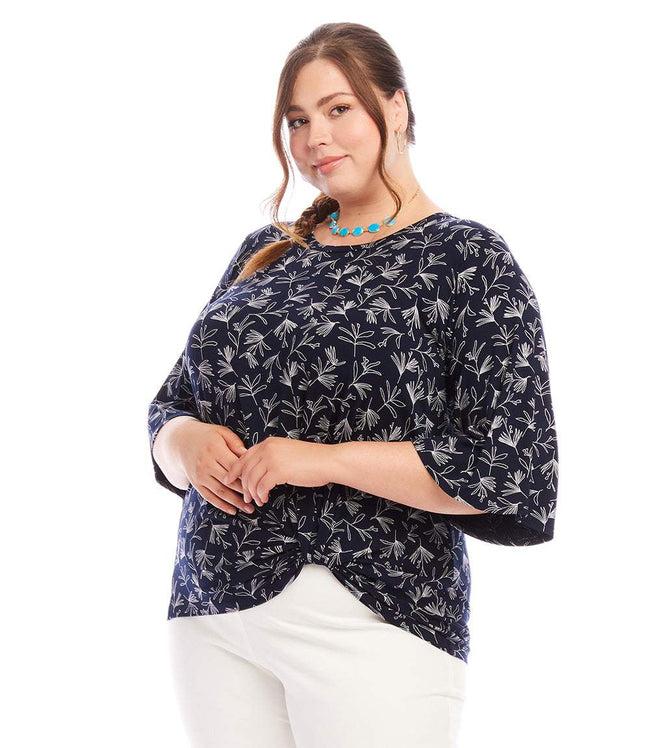 Karen Kane Print Plus Size Flare Sleeve Pick-Up Top Karen Kane