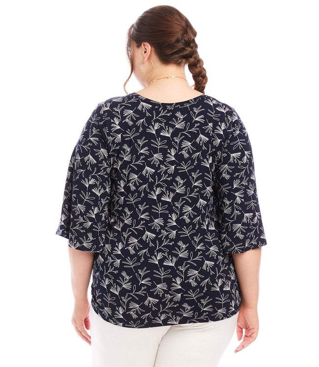 Karen Kane Print Plus Size Flare Sleeve Pick-Up Top Karen Kane