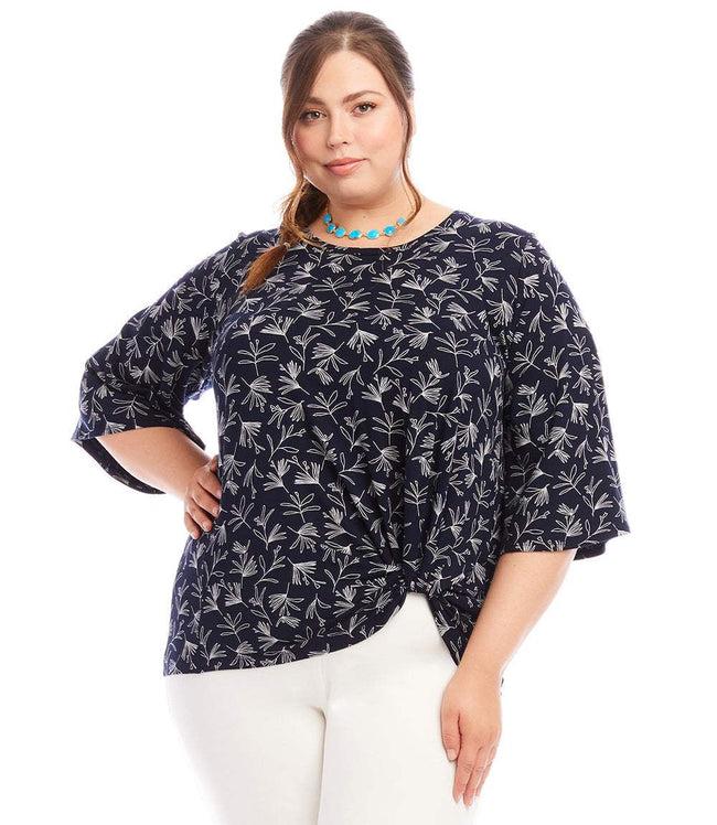karen kane Print Plus Size Flare Sleeve Pick-Up Top Karen Kane