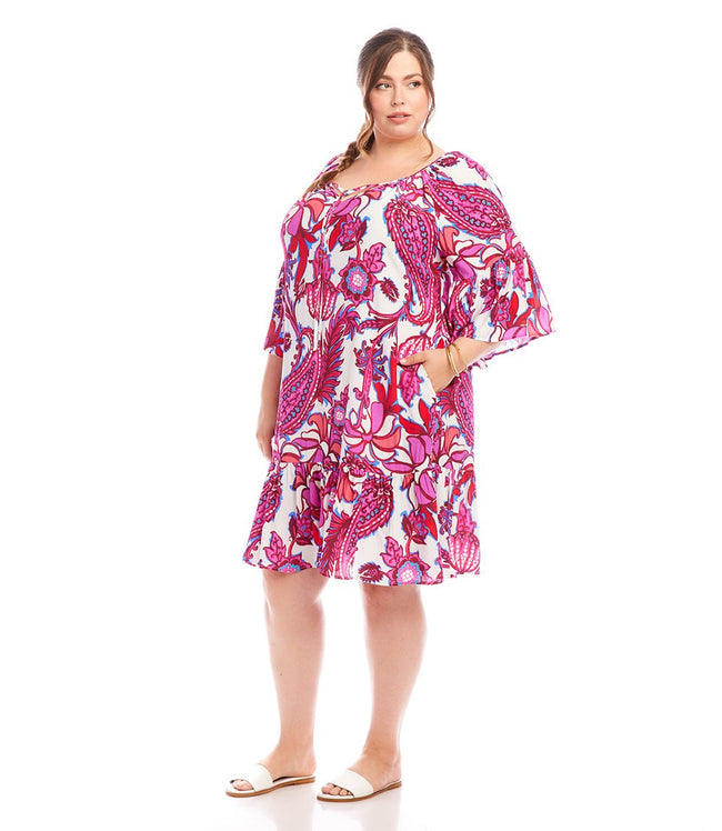 Karen Kane Print Plus Size Ruffle Hem Dress Karen Kane