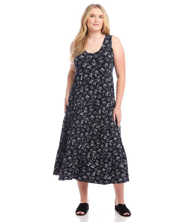karen kane Print Plus Size Sleeveless Tiered Midi Dress Karen Kane