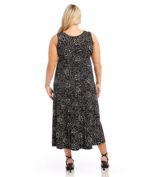 Karen Kane Print Plus Size Tiered Midi Dress Karen Kane