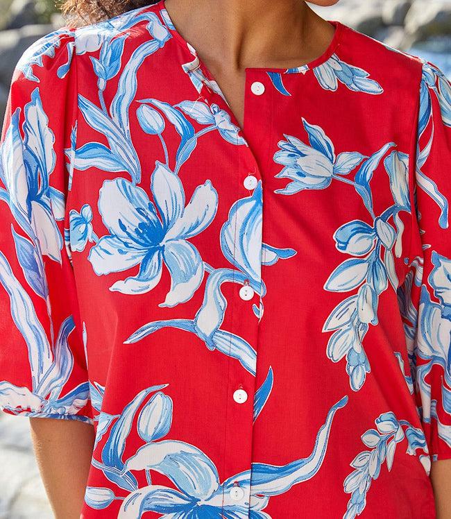 Karen Kane Print Puff Sleeve Button-Front Shirt Karen Kane