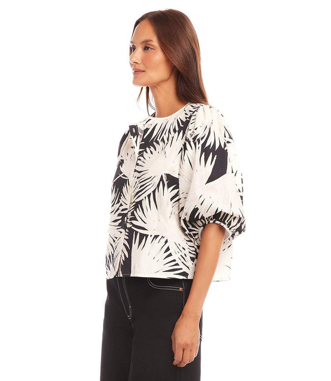 Karen Kane Print Puff Sleeve Button-Front Shirt Karen Kane