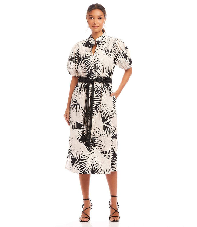 Karen Kane Print Puff Sleeve Midi Shirtdress Karen Kane