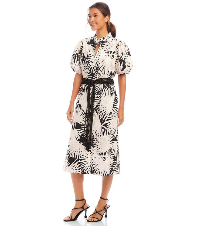 Karen Kane Print Puff Sleeve Midi Shirtdress Karen Kane