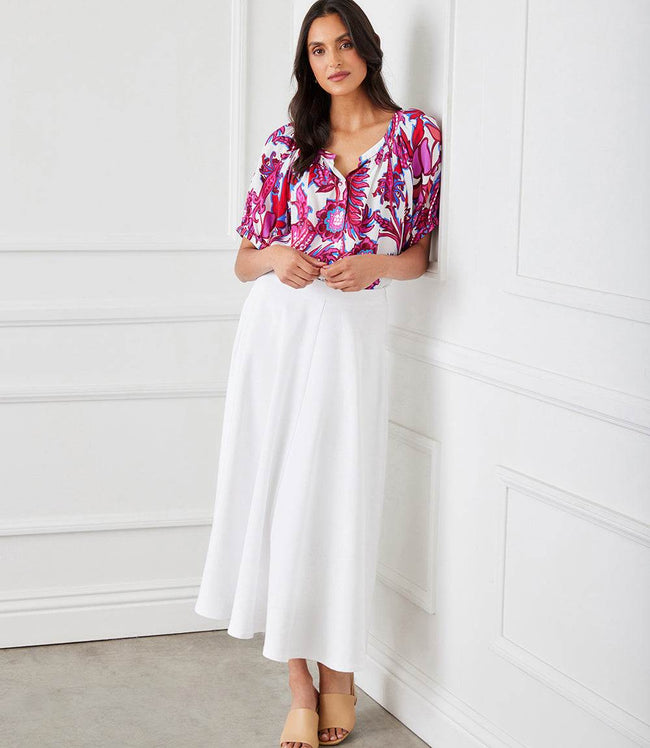 Karen Kane Print Short Sleeve Peasant Top Karen Kane