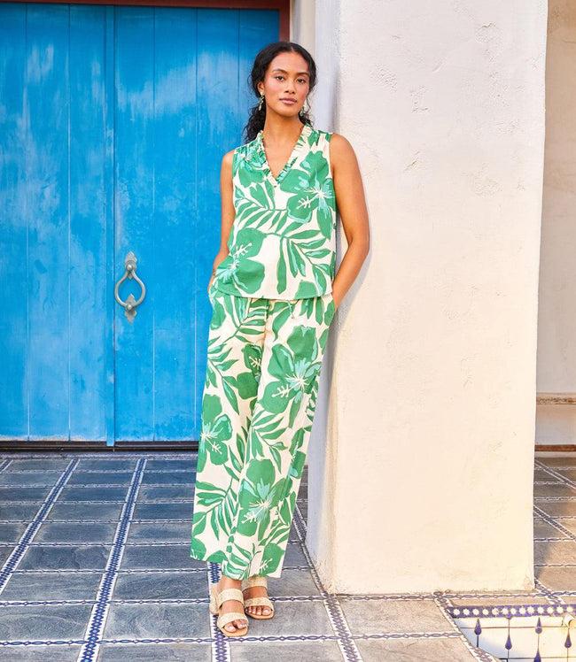 karen kane Print Sleeveless Ruffle Trim Top Karen Kane