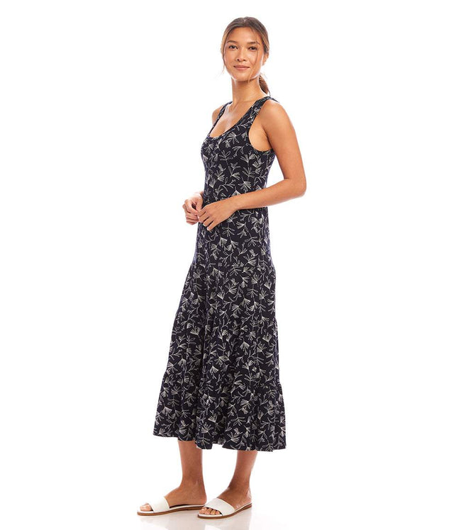 Karen Kane Print Sleeveless Tiered Midi Dress Karen Kane
