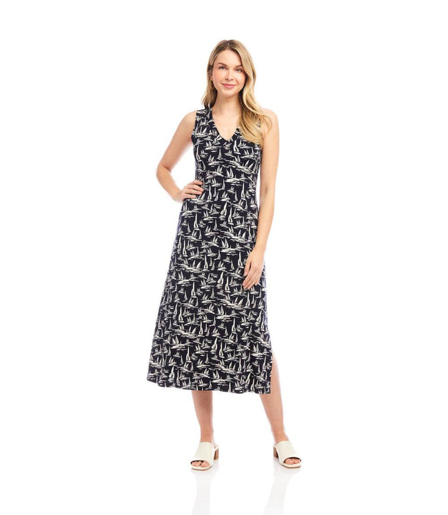 Karen Kane Print Sleeveless V-Neck Midi Dress Karen Kane