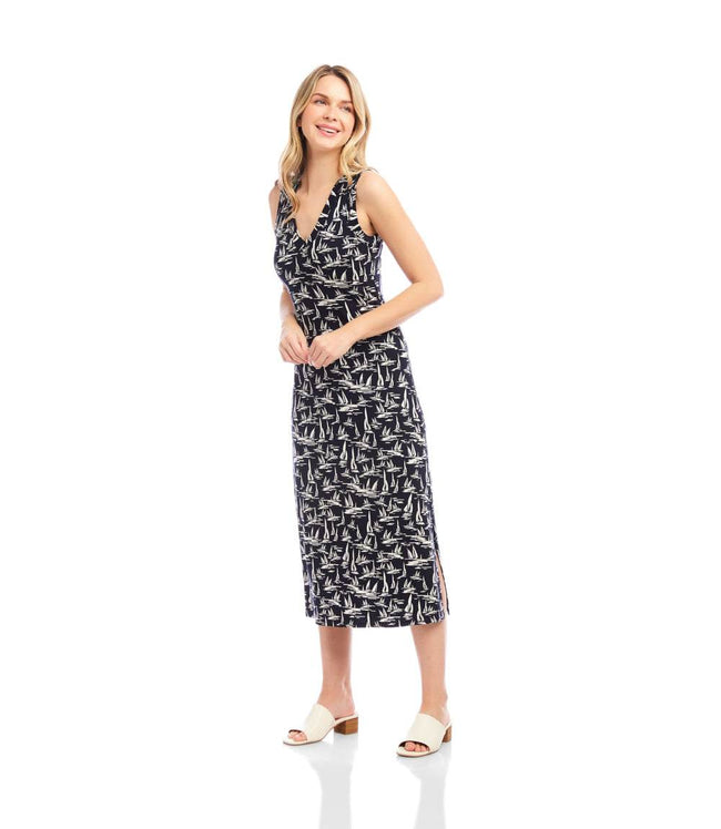Karen Kane Print Sleeveless V-Neck Midi Dress Karen Kane
