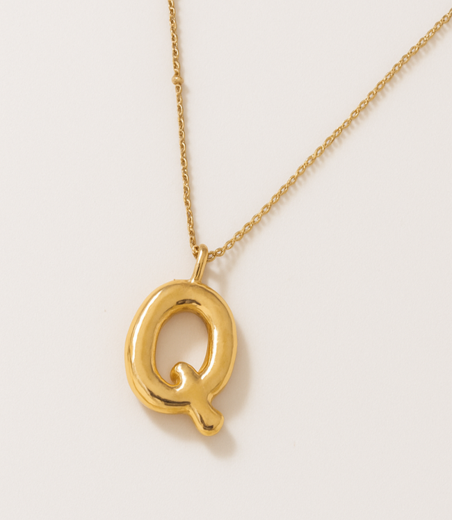 karen kane Q Gold Bubble Letter Charm Necklace Karen Kane