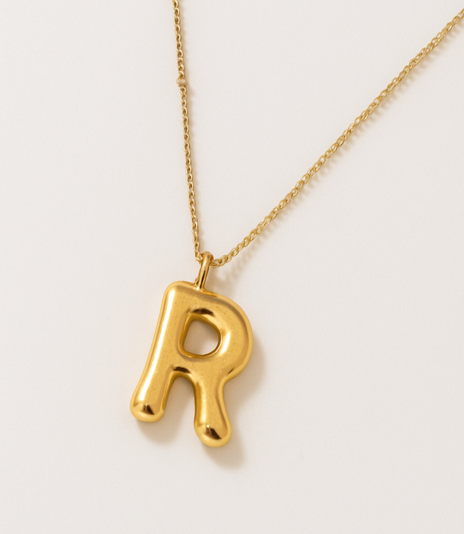 karen kane R Gold Bubble Letter Charm Necklace Karen Kane