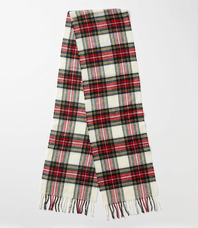 Karen Kane Red Merino Wool Fringed Plaid Scarf Karen Kane